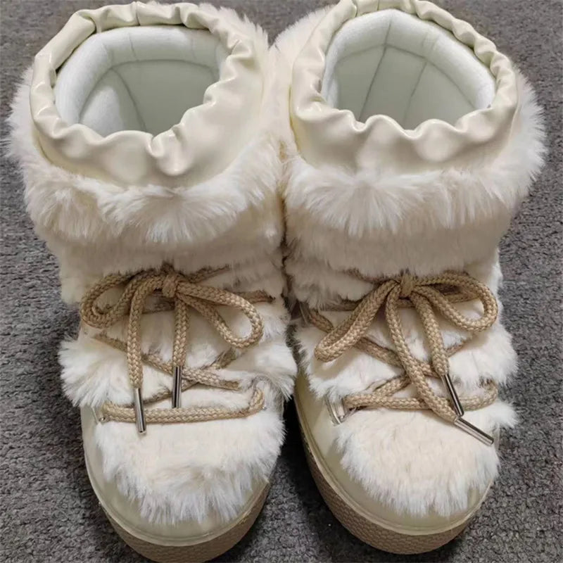 Brand Design Laceup Snow Boots 2024 Winter Women