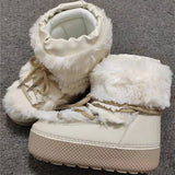 Brand Design Laceup Snow Boots 2024 Winter Women