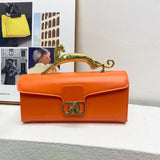 Brand Handbags For Women Metal Handle Black Leather