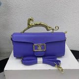 Brand Handbags For Women Metal Handle Black Leather