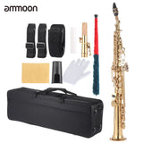 Brass Straight Soprano Saxophone Bb BFlat Woodwind Instrument