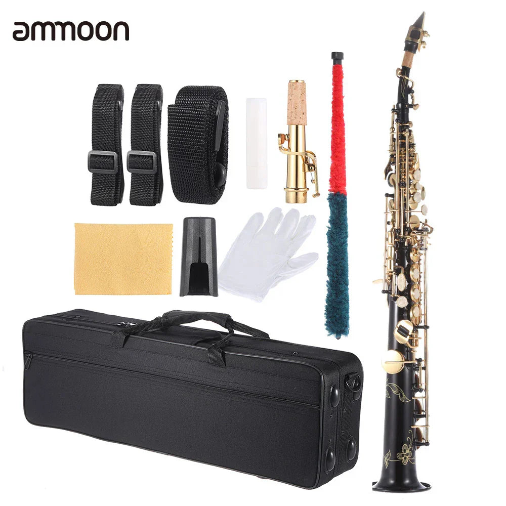 Brass Straight Soprano Saxophone Bb BFlat Woodwind Instrument