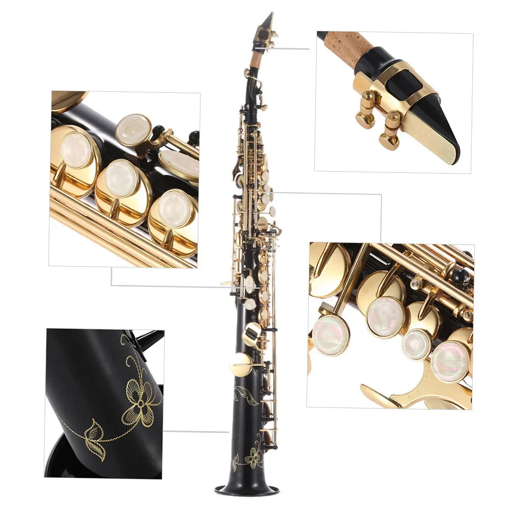 Brass Straight Soprano Saxophone Bb BFlat Woodwind Instrument