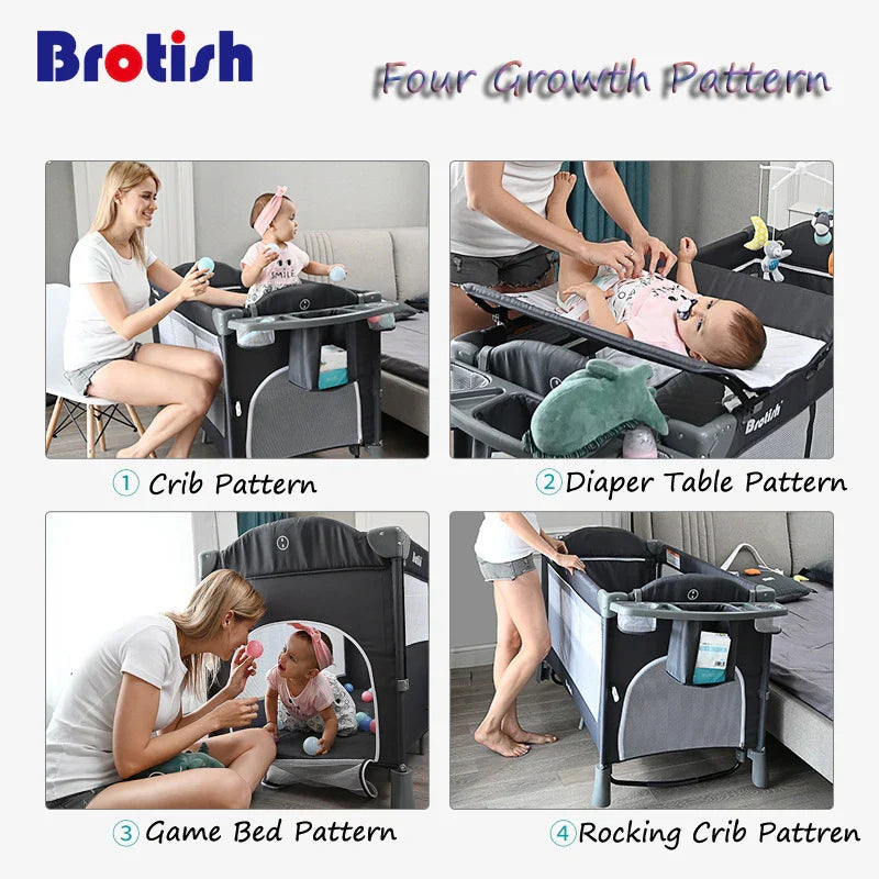 Brotish New Upgrade Multifuction Baby Crib Splicing Large