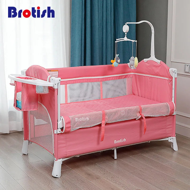 Brotish New Upgrade Multifuction Baby Crib Splicing Large