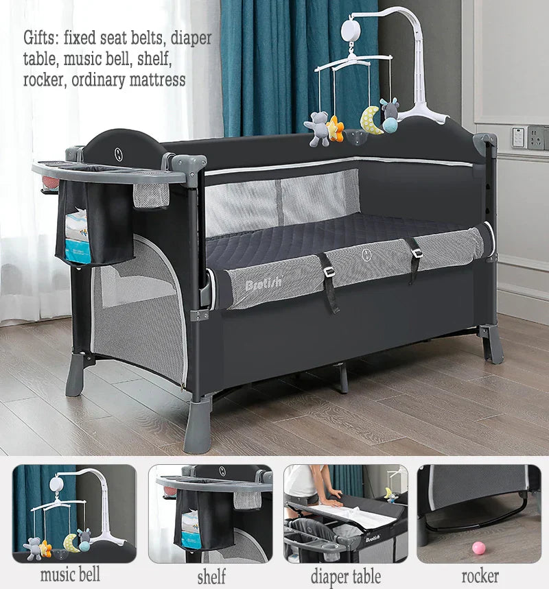 Brotish New Upgrade Multifuction Baby Crib Splicing Large