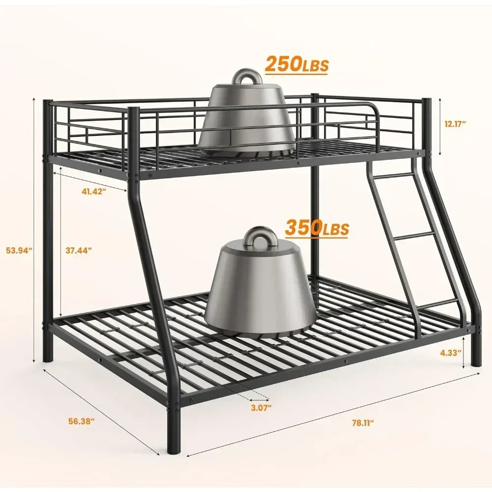 Bunk Bed with Ladder and Safety Railing, Suitable