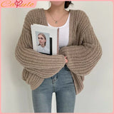 CAKULO Vintage Harajuku Lantern Sleeve Women Cardigan Sweater
