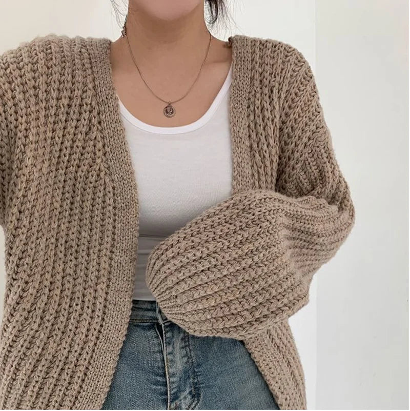CAKULO Vintage Harajuku Lantern Sleeve Women Cardigan Sweater