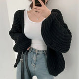 CAKULO Vintage Harajuku Lantern Sleeve Women Cardigan Sweater