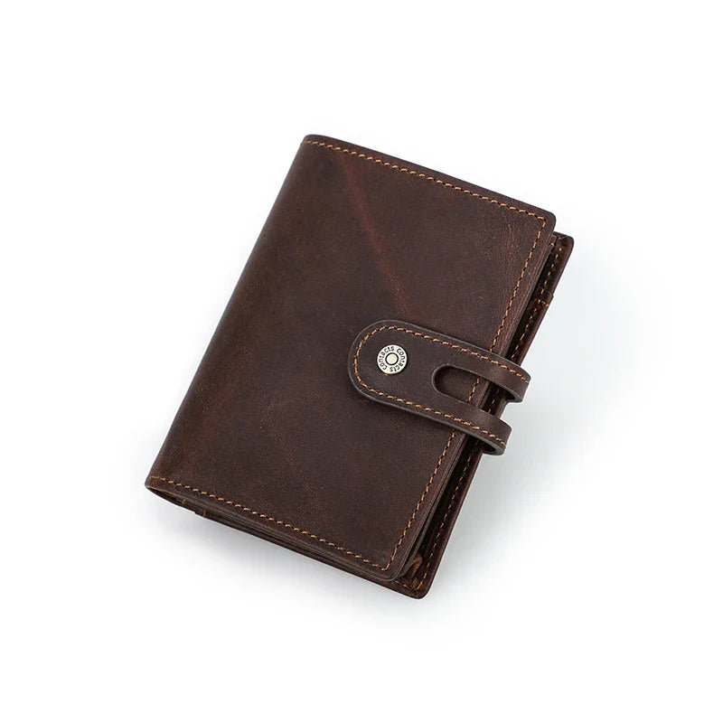 CONTACT'S Genuine Leather AirTag Wallets for Men RFID Aluminum Card Holder Metal Wallets Zip Coin Purse Money Clip Men's Wallets