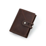 CONTACT'S Genuine Leather AirTag Wallets for Men RFID Aluminum Card Holder Metal Wallets Zip Coin Purse Money Clip Men's Wallets