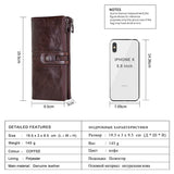 CONTACT'S Genuine Leather Long Wallets for Men Vintage Card Holder Coin Purses Money Clips Phone Pocket Male Name Engrave Wallet