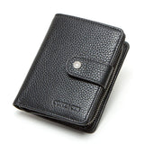 CONTACT'S Genuine Leather RFID Vintage Wallet Men With Coin Pocket Short Wallets Small Zipper Walet With Card Holders Man Purse