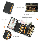 CONTACT'S Kiss Lock Wallets for Women RFID Genuine Leather Metal Frame Card Holders Coin Purses Luxury Designer Female Handbags