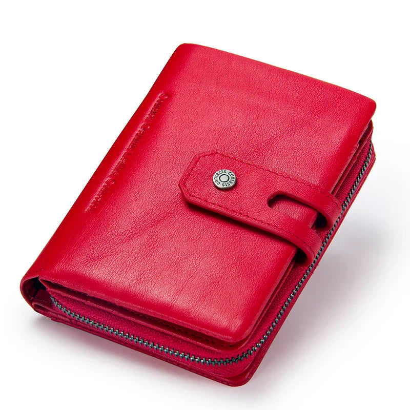 CONTACT'S Wallets for Women Genuine Leather Short Bifold Fashion Women's Purses Card Holders Coin Purse Female Bags Women Wallet