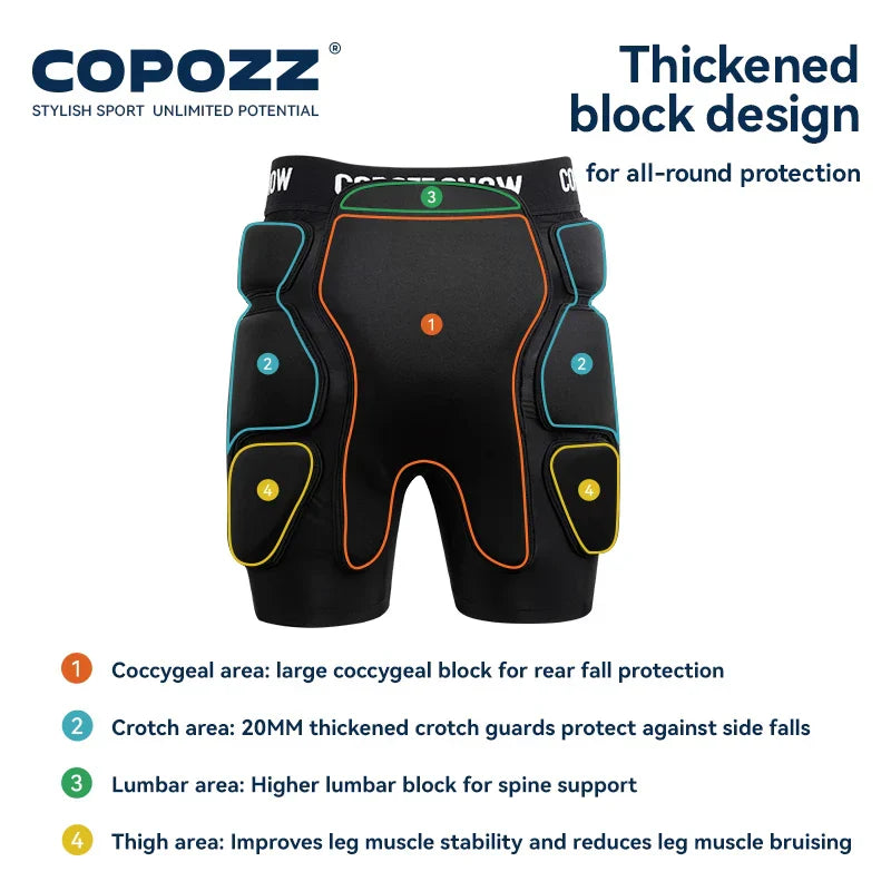 COPOZZ Extreme Sports Ski Skate Snowboard Protection Skiing Protector Knee Pads Skating Protective Hip Padded Shorts Pants S-XL