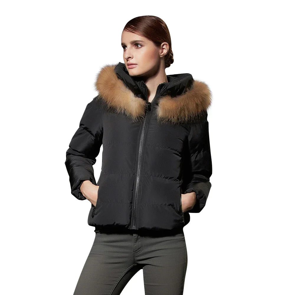COUTUDI Women Winter Down Coat With Fur Hooded