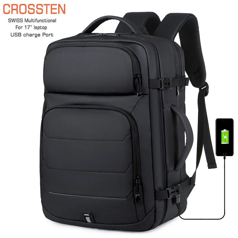 CROSSTEN 40L Large Capacity Expandable Backpacks USB Charging