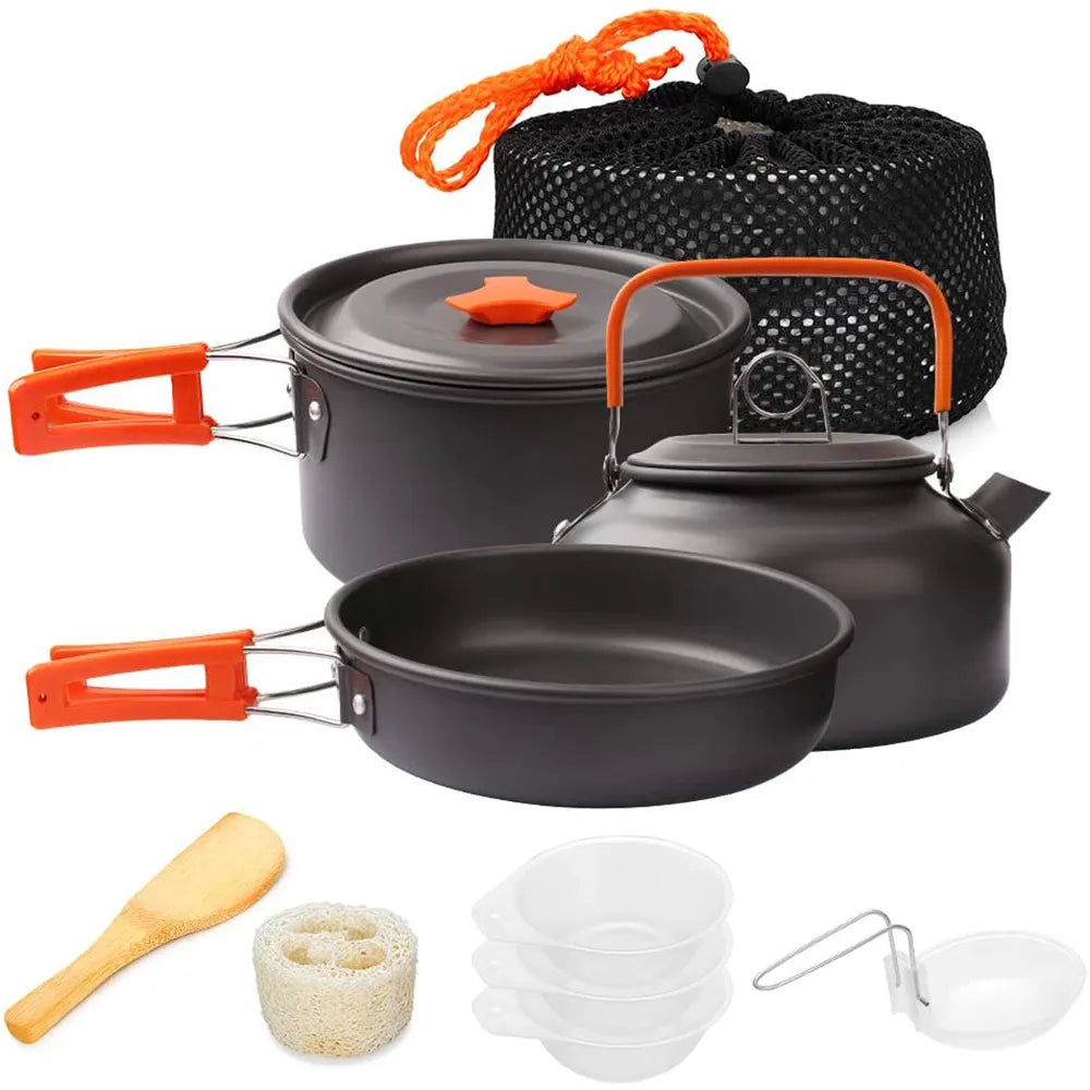 Camping Cookware Kit Outdoor Cooking Set Aluminum Equipment