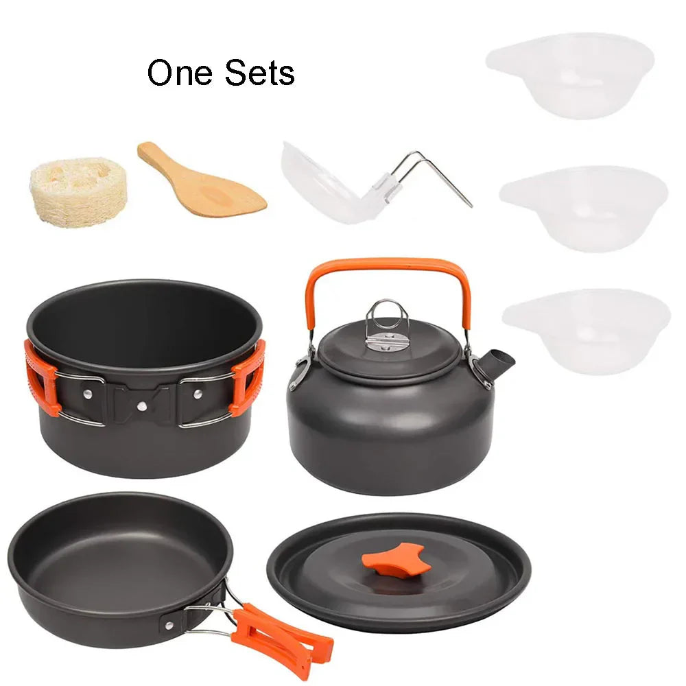 Camping Cookware Kit Outdoor Cooking Set Aluminum Equipment