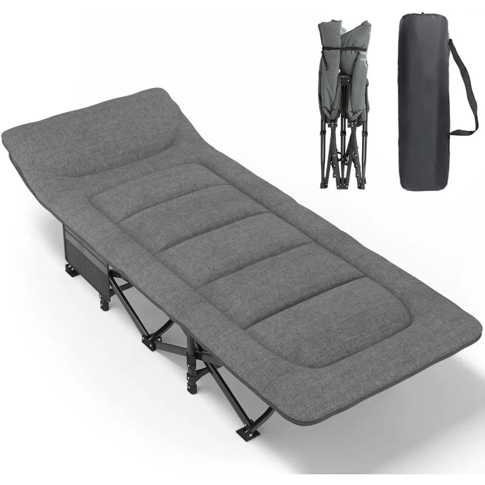 Camping Cot for Adults with Cushion and Pillow,