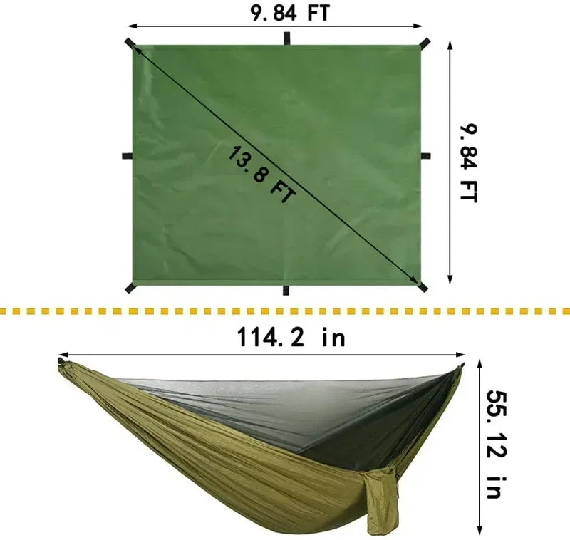 Camping Hammock with Bug Net and Rainfly Tarp,118x118in