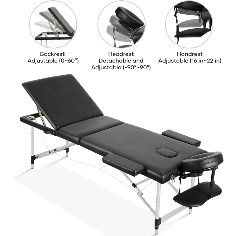 Careboda Portable Massage Table 3 Fold 23.6" Wide,