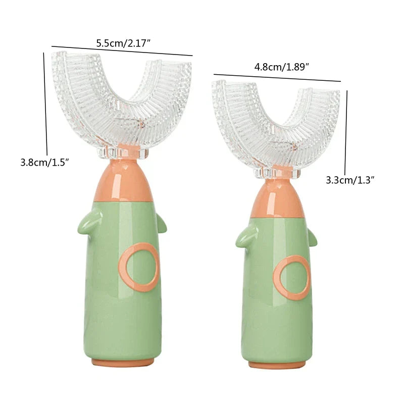 Cartoon Handheld 360 Degree U-shaped Baby Toothbrushes Soft