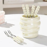 Ceramic Fruit Fork Organizer Desktop Kitchen Storage Stainless