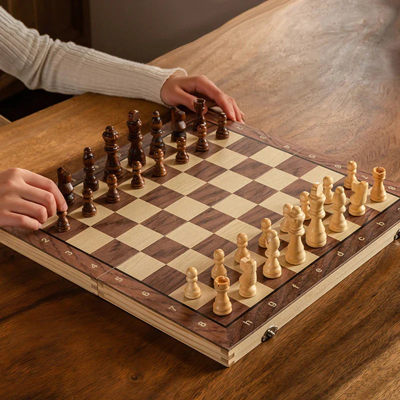 Chess Set  Magnetic Foldable Portable Solid Wood