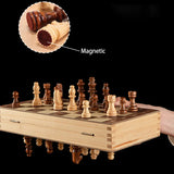 Chess Set  Magnetic Foldable Portable Solid Wood