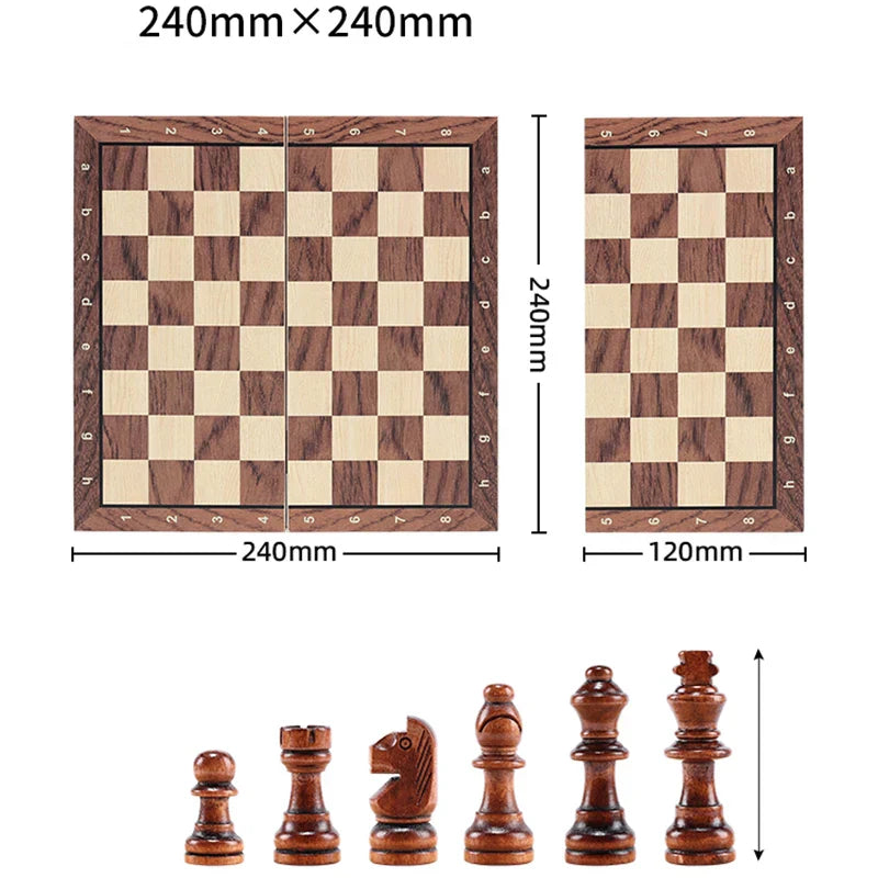 Chess Set  Magnetic Foldable Portable Solid Wood