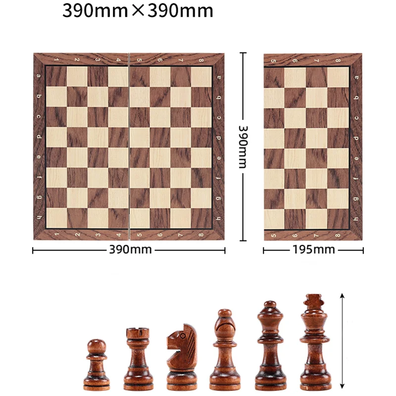Chess Set  Magnetic Foldable Portable Solid Wood