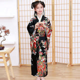 Children Girls Red Japanese Kimono Bathrobe Gown Print