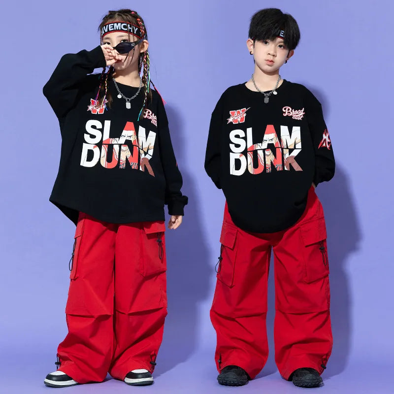 Children Hip-hop Fashion Costume Girls Long Sleeves Tops