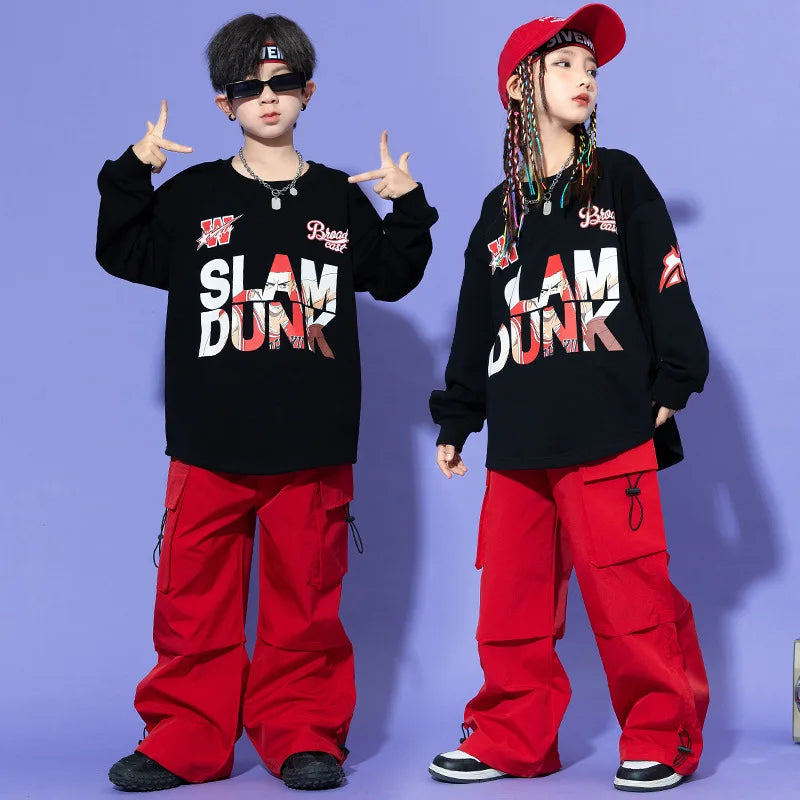 Children Hip-hop Fashion Costume Girls Long Sleeves Tops