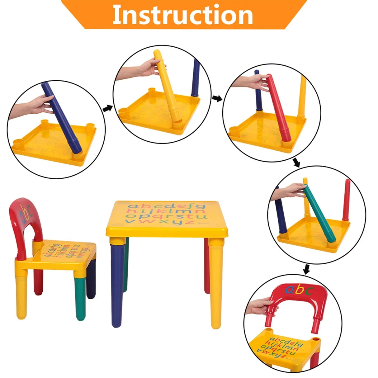 Children Letter Table Chair Set Yellow & Red