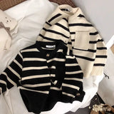 Children's Soft Waxy Striped Sweater Cardigan For Boys