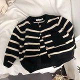 Children's Soft Waxy Striped Sweater Cardigan For Boys