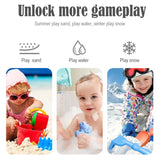 Children's beach toys, playing sand, digging an hourglass,