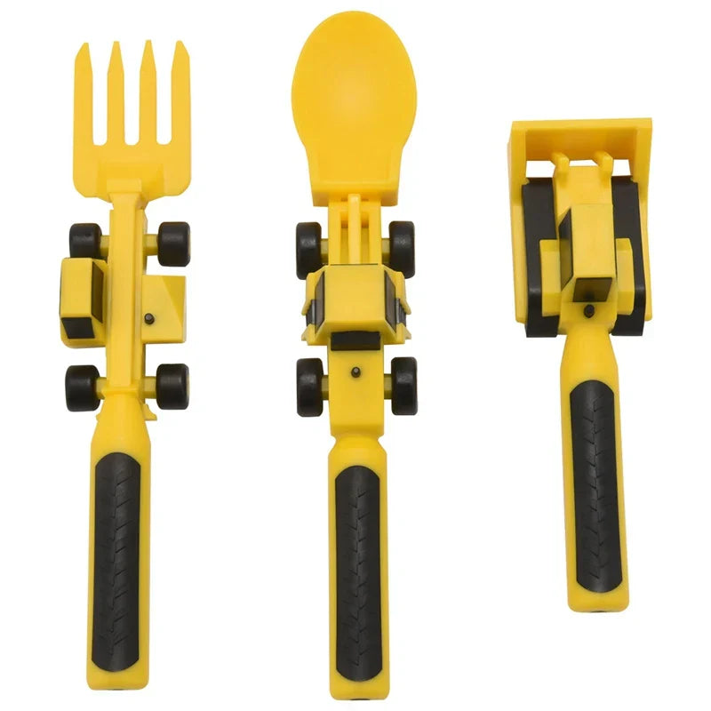 Childrens Cutlery Set Food Utensils For Kids Bulldozer