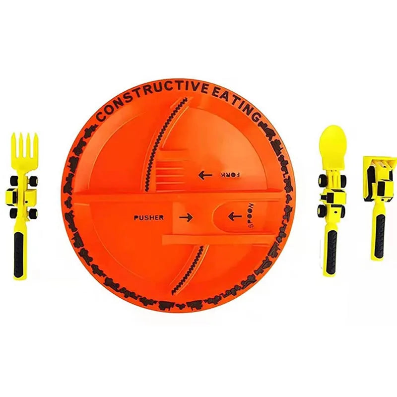 Childrens Cutlery Set Food Utensils For Kids Bulldozer