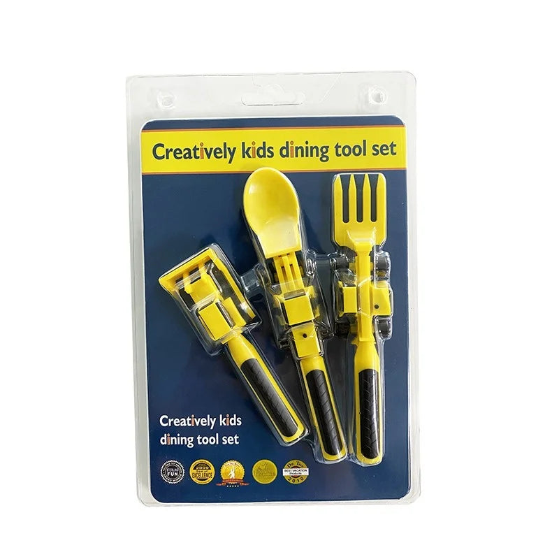 Childrens Cutlery Set Food Utensils For Kids Bulldozer