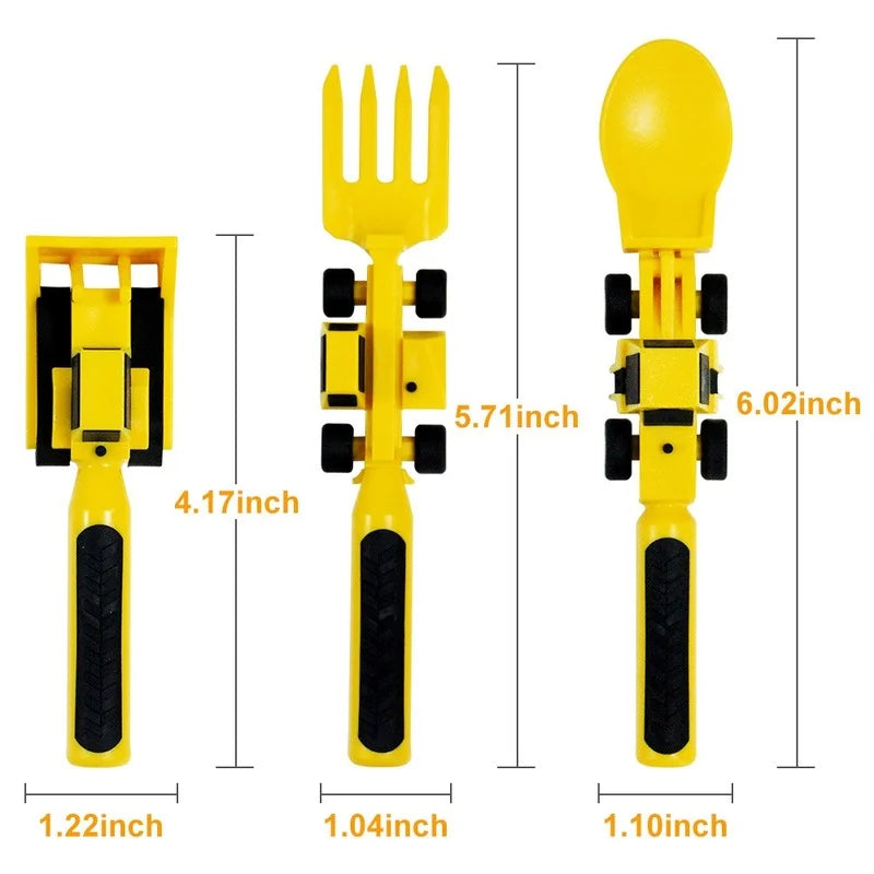 Childrens Cutlery Set Food Utensils For Kids Bulldozer