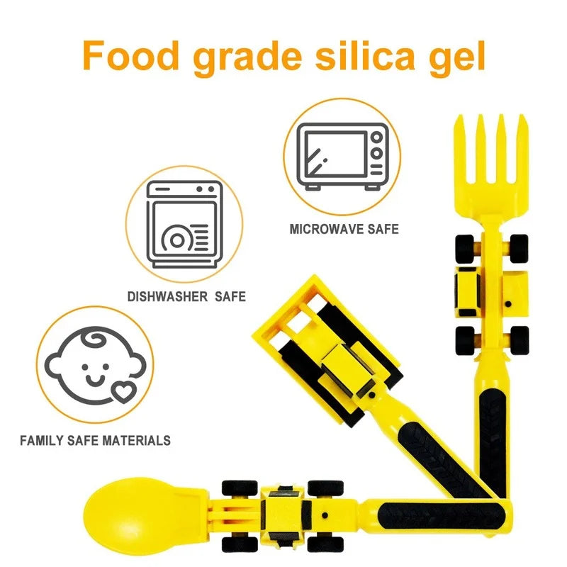 Childrens Cutlery Set Food Utensils For Kids Bulldozer