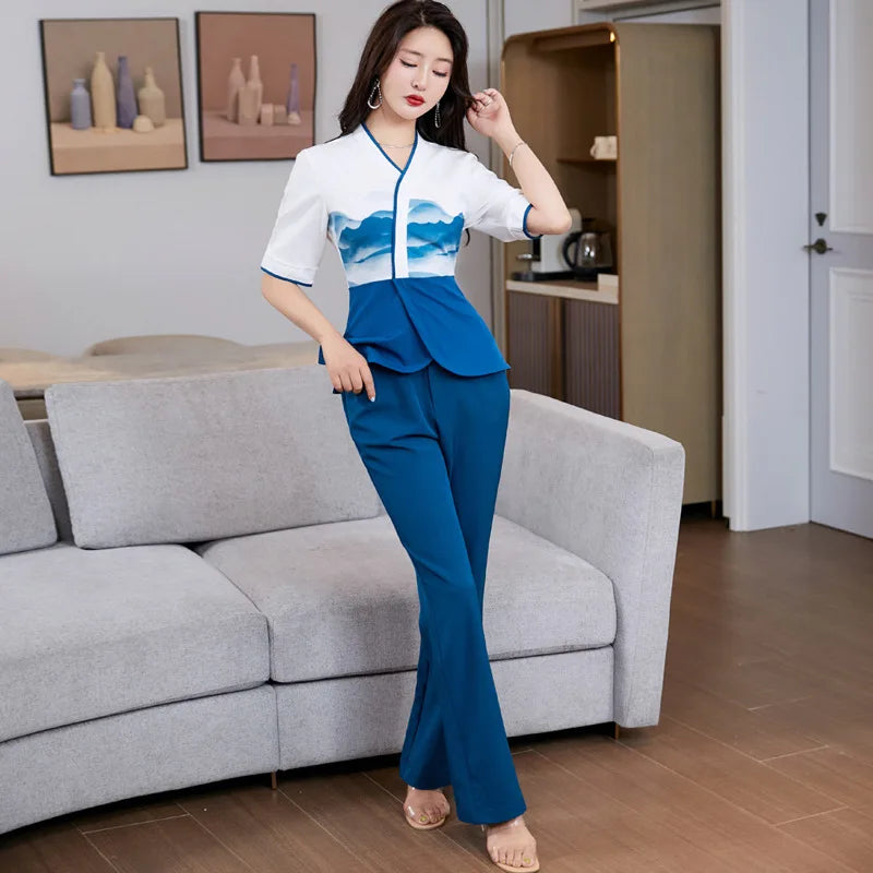 China style Beauty Salon Spa Work Clothes for