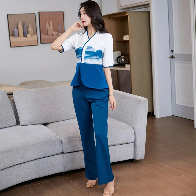 China style Beauty Salon Spa Work Clothes for