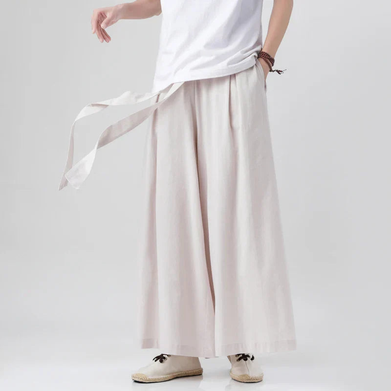 Chinese Style Harajuku Linen Cotton Linen Pants Man