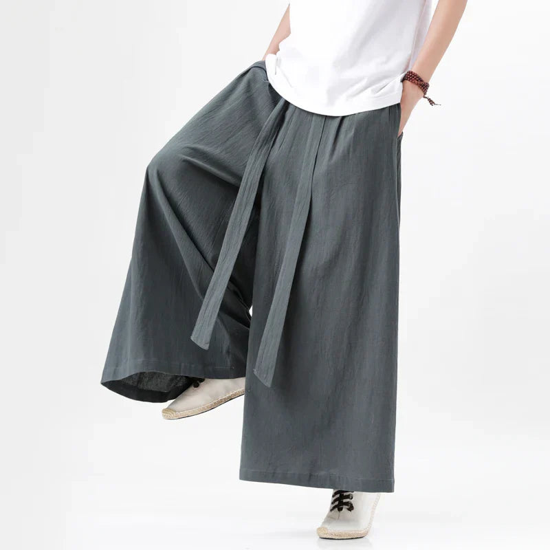 Chinese Style Harajuku Linen Cotton Linen Pants Man